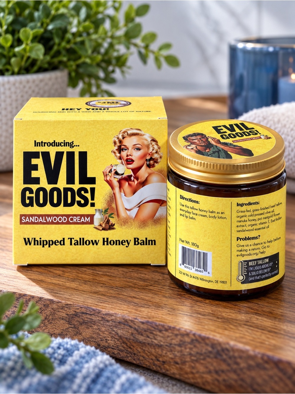 Evil Goods Sandalwood Cream Whipped Tallow Honey Balm